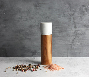 Acacia Wood and White Marble Salt and Pepper Grinder