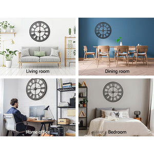 Artiss 80CM Large Wall Clock Roman Numerals Round Metal Luxury Home Decor Application