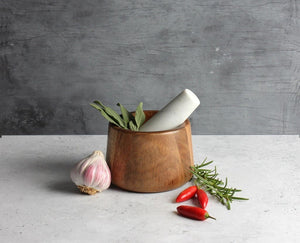 Gabel & Teller Acacia Wood and Marble Mortar & Pestle Usage