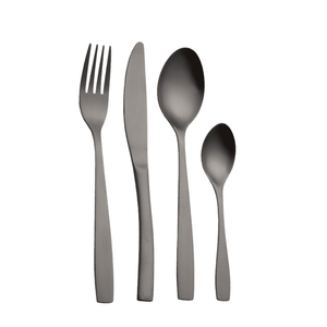 Gabel & Teller Satin Black Knives, Forks, Spoons, Teaspoons