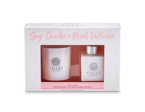 Tilley Classic White - Gift Set Diff & Candle - Pink Lychee - ZOES Kitchen