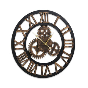 Wall Clock Modern Large 3D Vintage Clock with Rust-Proof Metal
